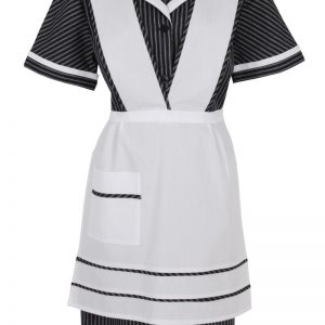 Bata delantal a listas negro y blanco.1645