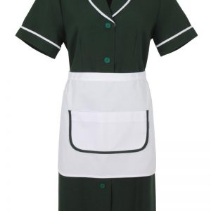 Bata mandil negra vivos blancos.1721