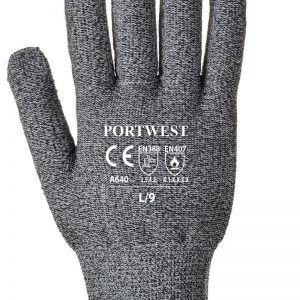 Guante fibra vidrio y PVC puntos en palma.A640