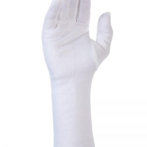 Guante (Pack 10 uds) algodón interlock blanqueado.Longitud especial de 35 cm.JB135