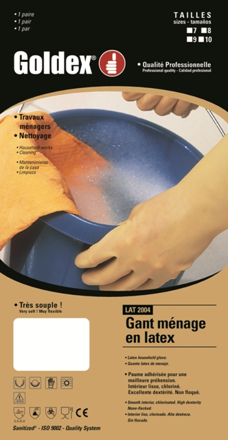 Guante de protección en látex sin soporte (Pack 10 uds.). LAT2004