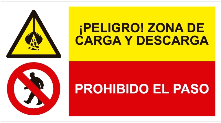 Peligro zona carga y descarga prohibido el paso.SCR-1600