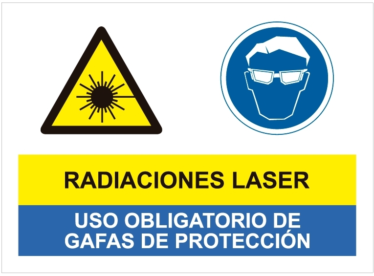 Peligro radiaciones laser obligatorio gafas de protección.SCR-2075