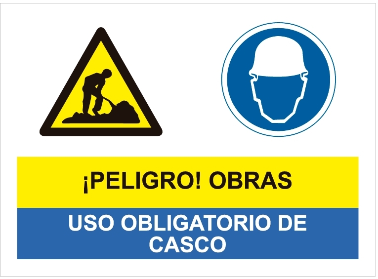 Peligro obras uso obligatorio de casco.SCR-2140