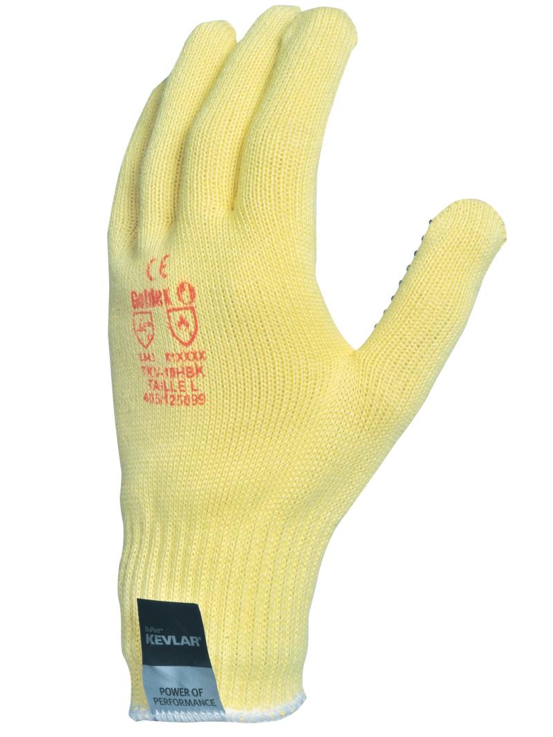 Guante Kevlar® galga 10 puño elástico PVC negro en la palma.TKV10HBK