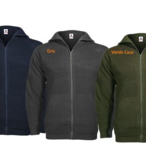 Chaqueta cremallera punto grueso refuerzos.V102